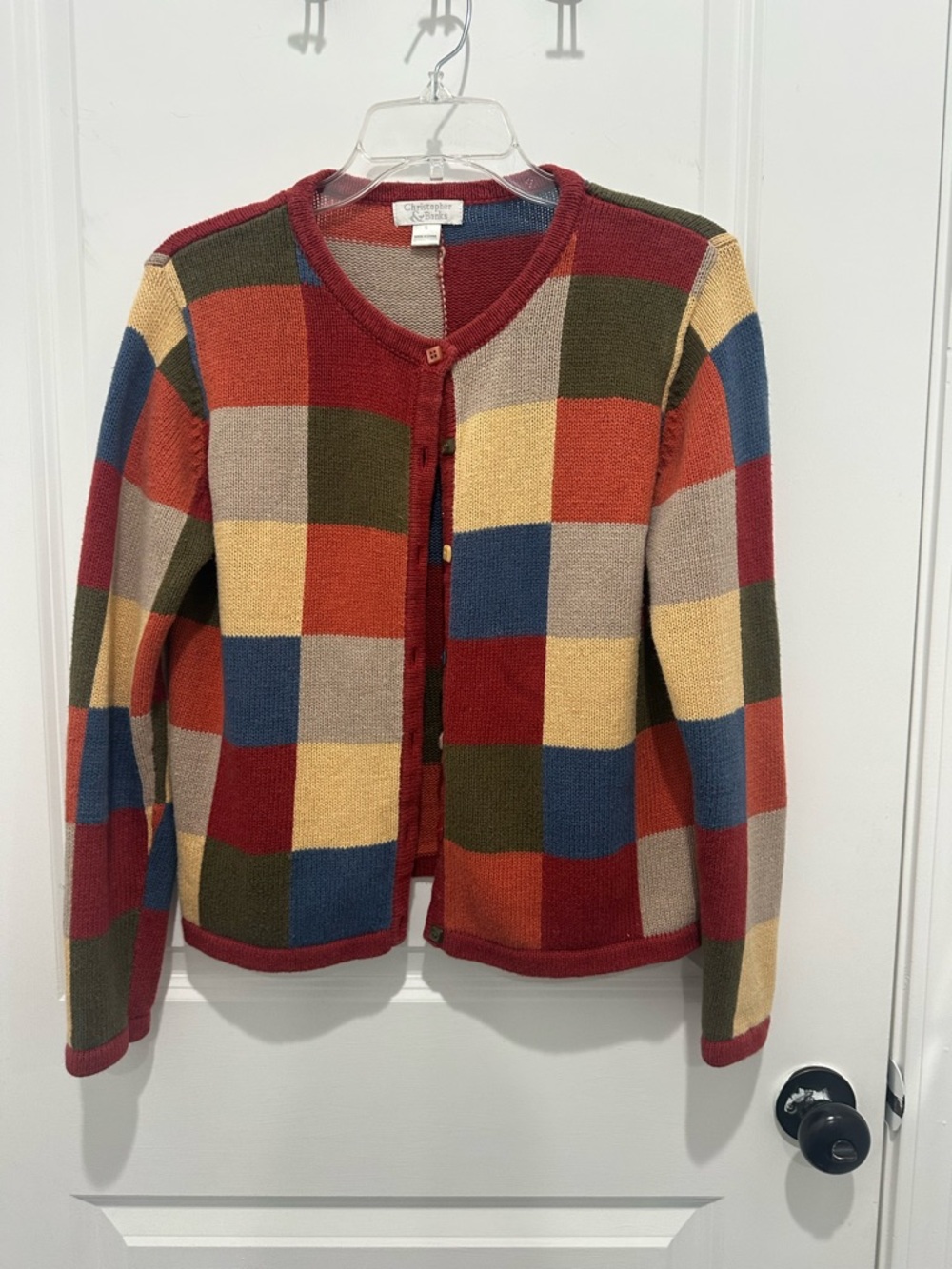 Vintage Christopher & Banks Multi-Color Check Cardigan - Women SZ S